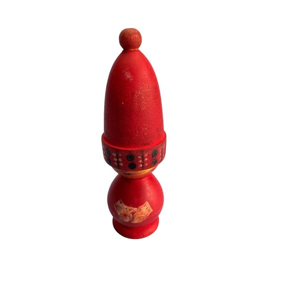 Handcrafted Svensk Slöjd Swedish Wooden Red Christmas Elf Boy Figure Decor 4" - Picture 1 of 8